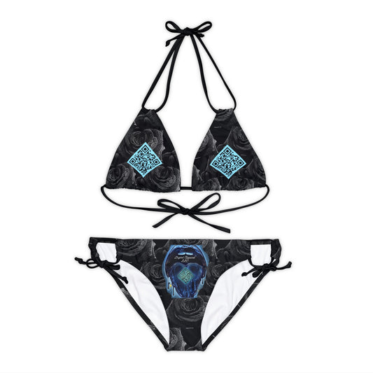 Black Rose Digital Bikini Set